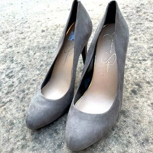 Jessica Simpson grey heels